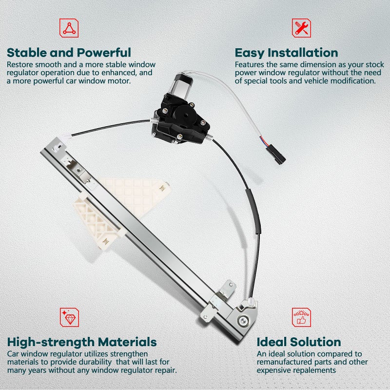 FINDAUTO 741-375 Rear Right Passenger Side Power Window Lift Regulator with Motor Compatible with 2001 2002 2003 2004 Jeep Grand Cherokee, Replacement OEM 55363284AB - Image 2